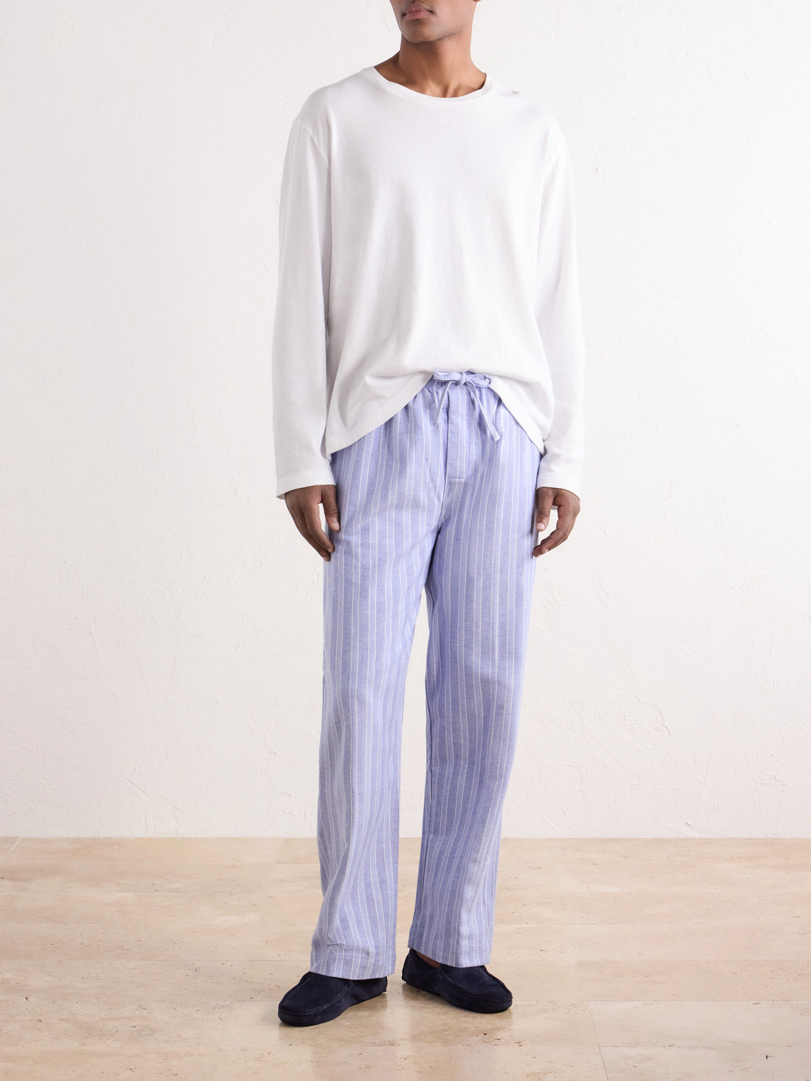 Arran 20 Straight-Leg Striped Herringbone Brushed-Cotton Twill Pyjama Trousers