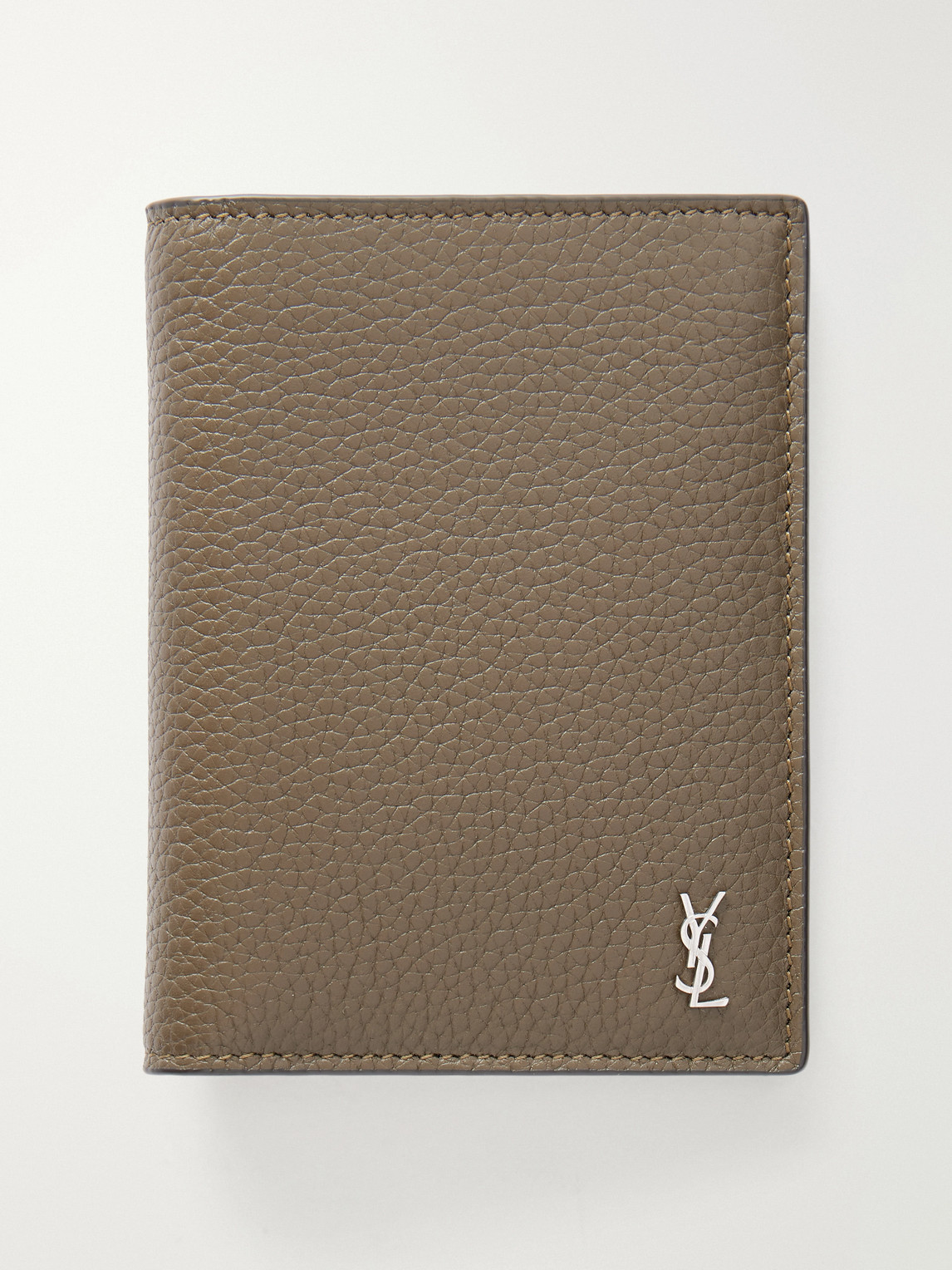 Saint Laurent Full-grain Leather Bifold Cardholder In Green