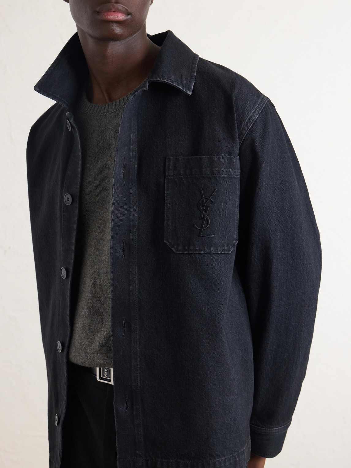 Logo-Embroidered Cotton Denim Overshirt