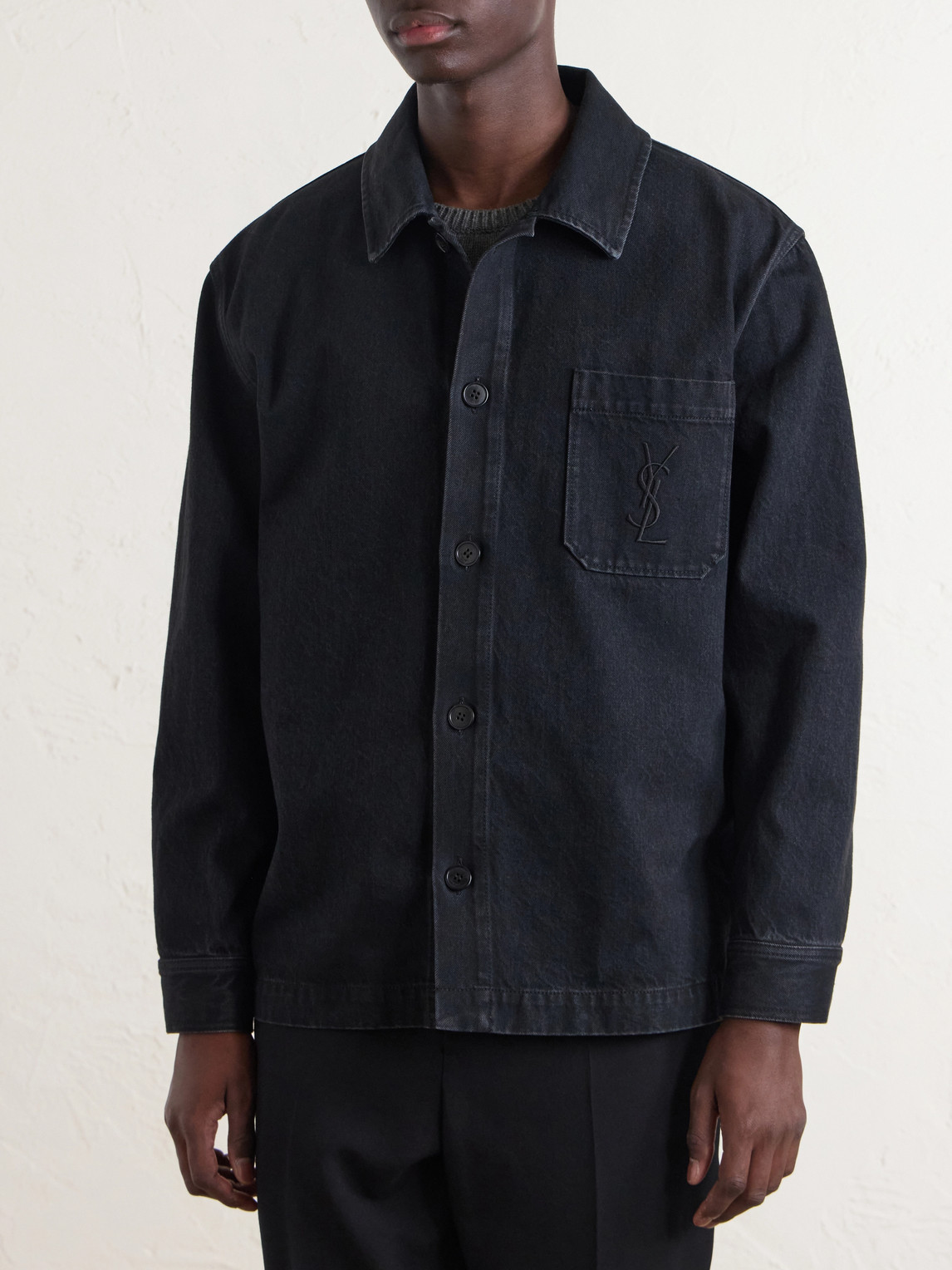 Logo-Embroidered Cotton Denim Overshirt