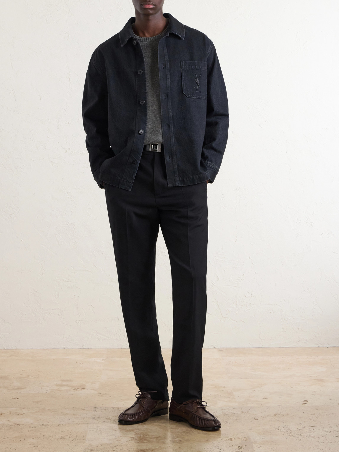 Logo-Embroidered Cotton Denim Overshirt