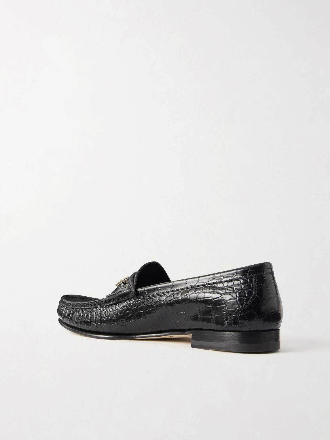 Oscar T-Embellished Croc-Effect Loafers