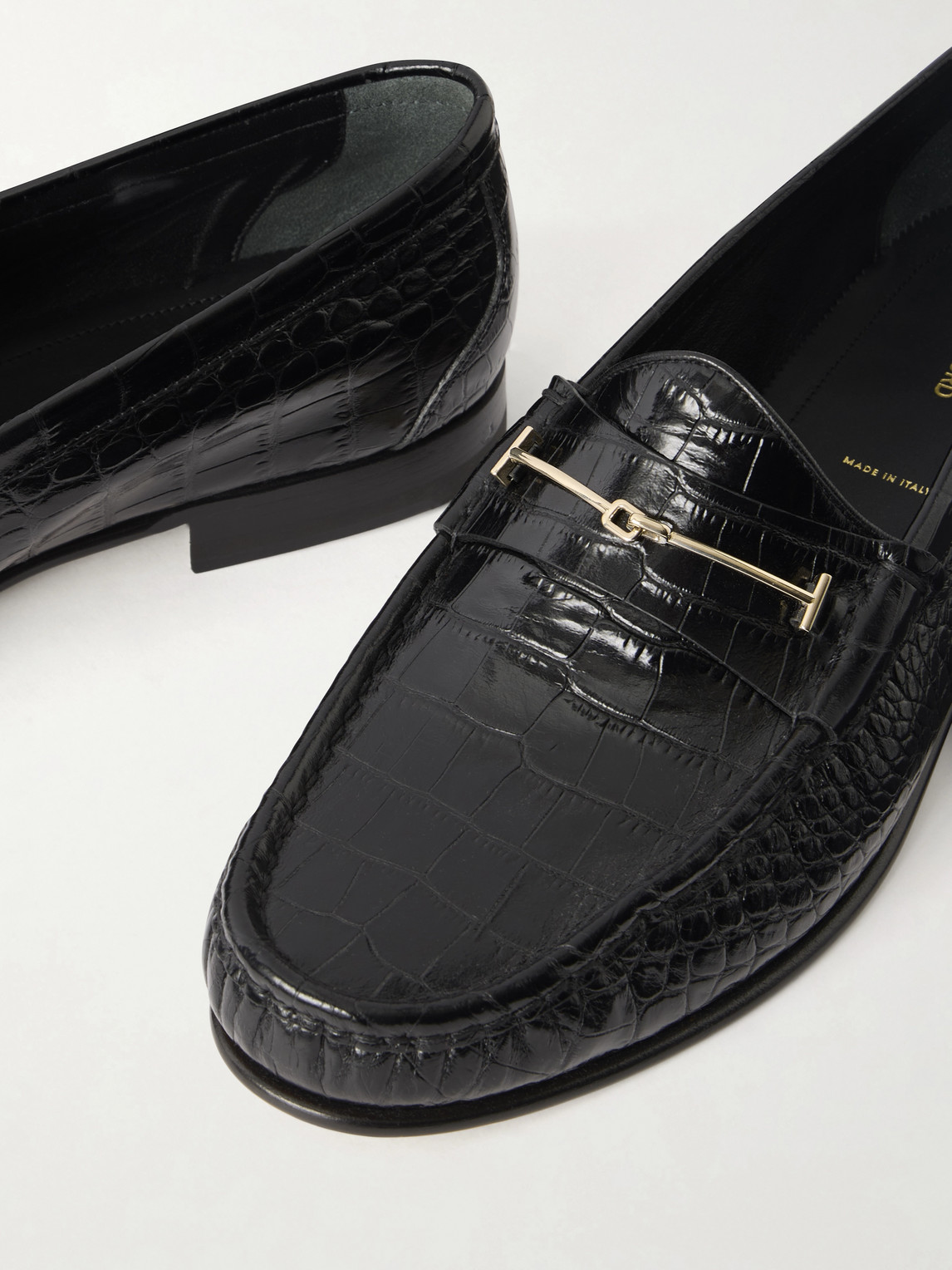 Oscar T-Embellished Croc-Effect Loafers