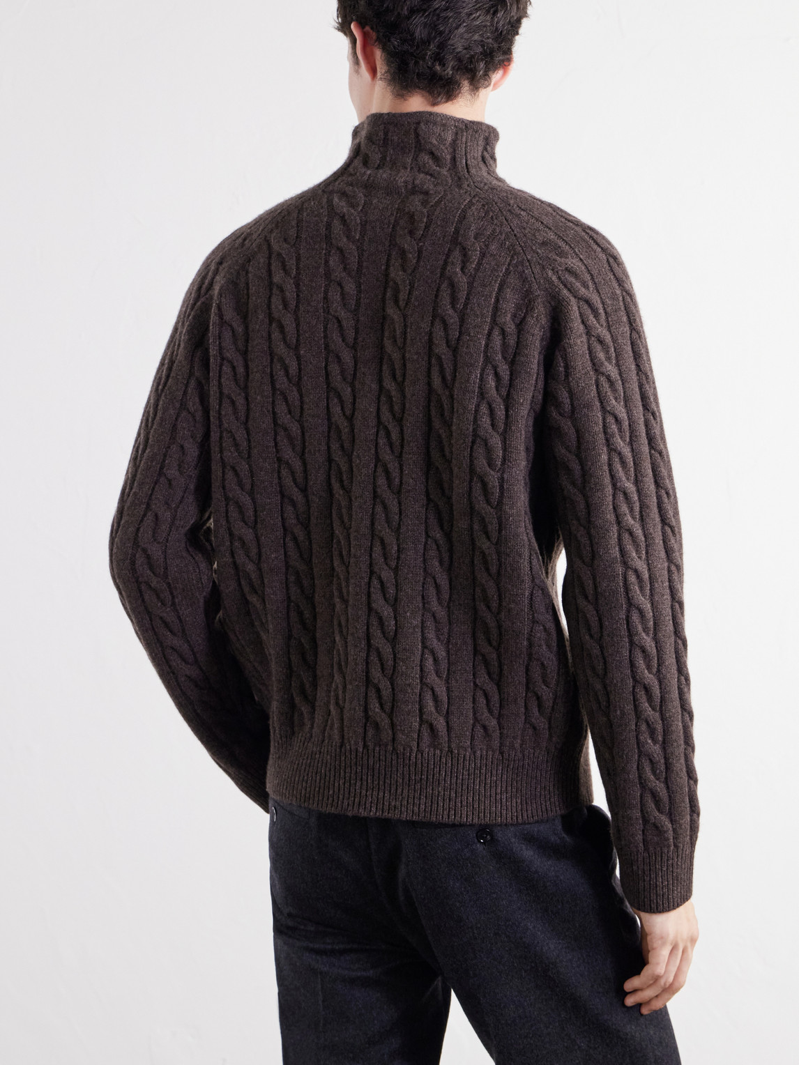 Cable-Knit Wool Rollneck Sweater