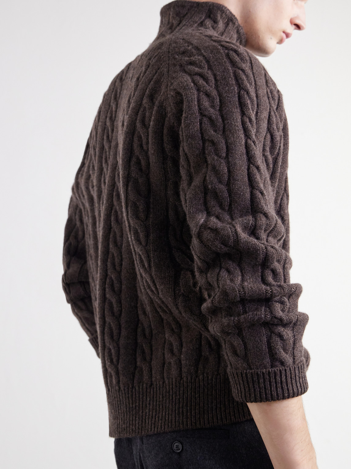 Cable-Knit Wool Rollneck Sweater