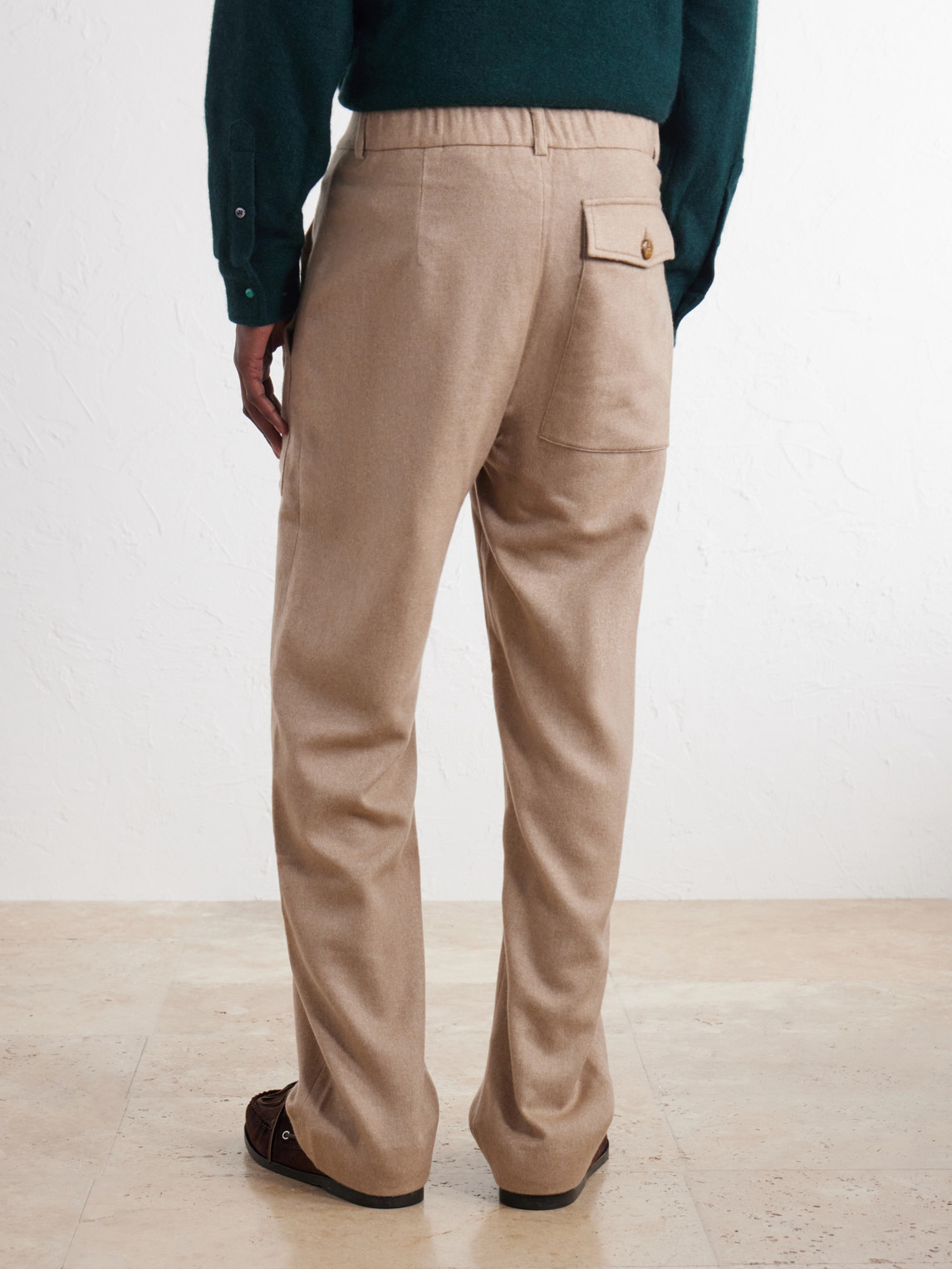 Straight-Leg Cashmere-Canvas Trousers
