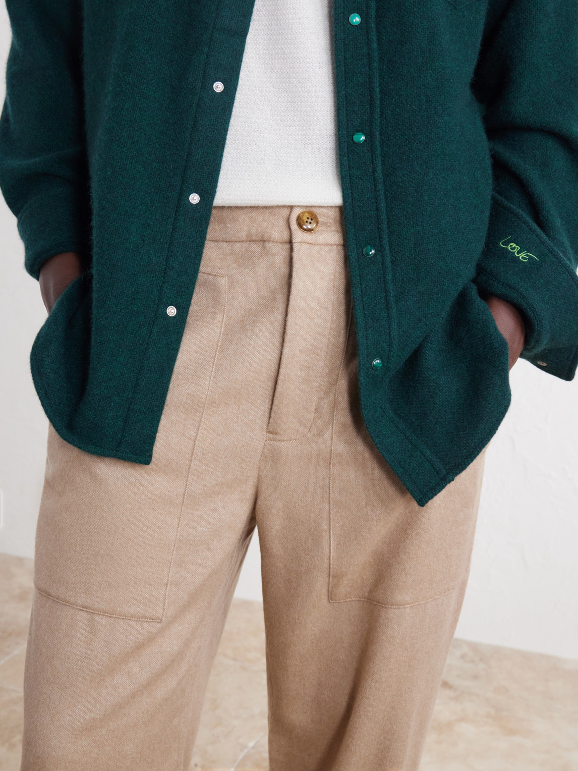 Straight-Leg Cashmere-Canvas Trousers