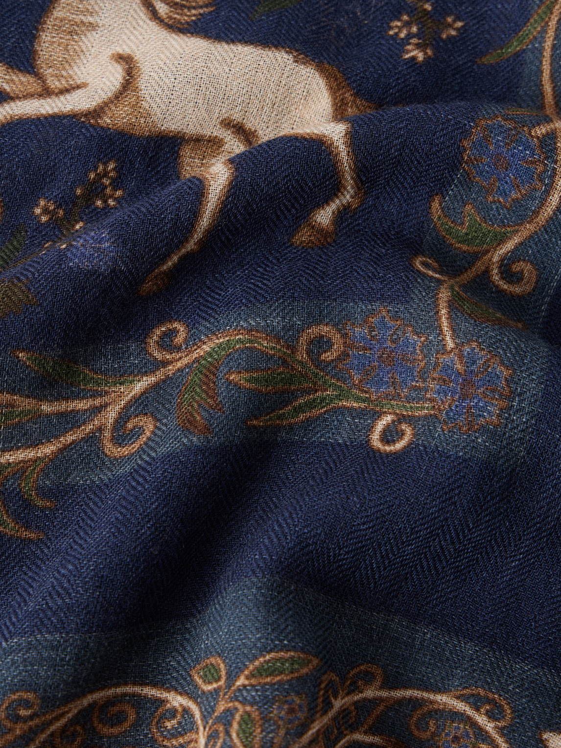 Hartford Printed Wool Scarf In Blue