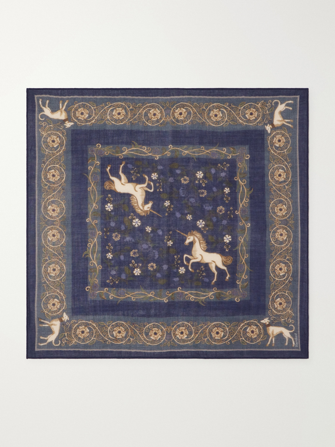 Hartford Printed Wool Scarf In Blue