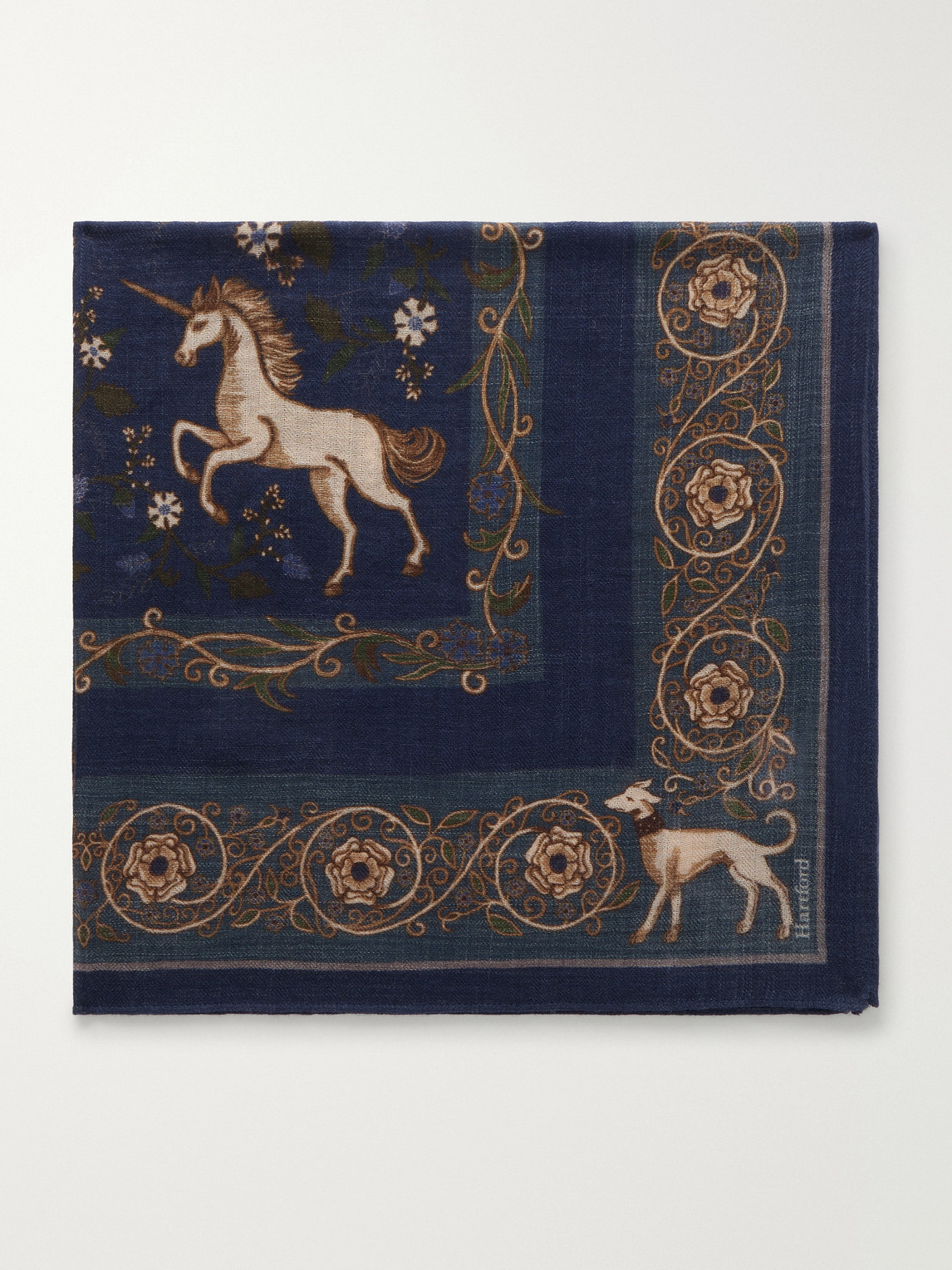 Hartford Printed Wool Scarf In Blue