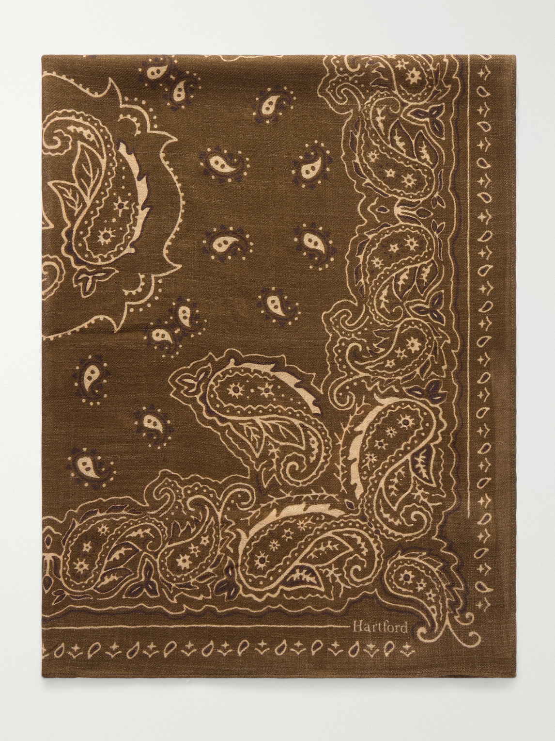 Hartford Printed Wool Scarf In Green