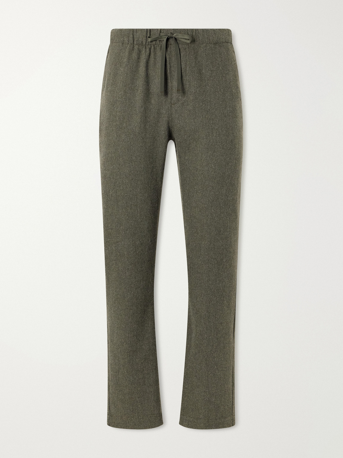 Hartford Joggy Straight-leg Wool Woven Trousers In Green
