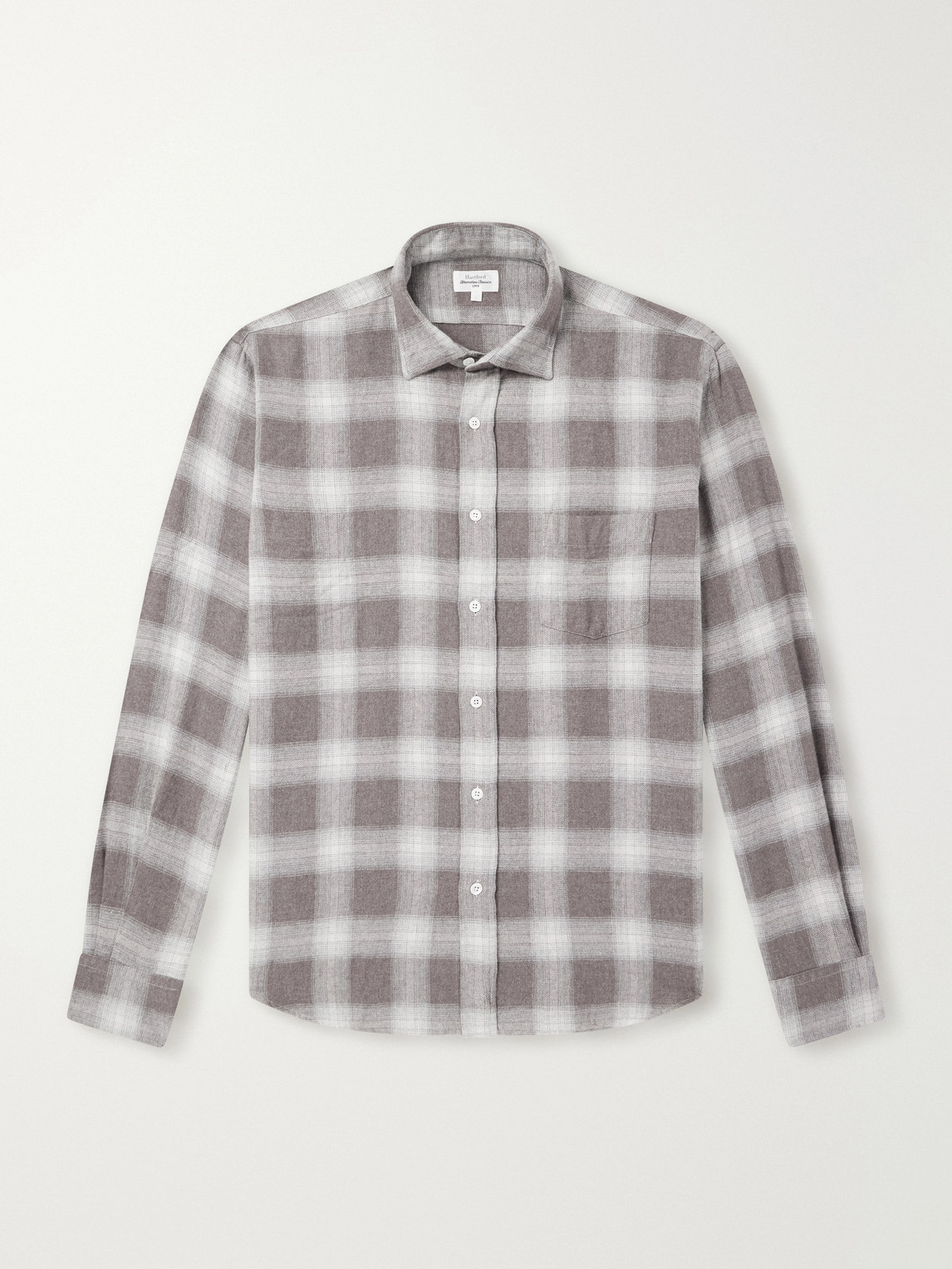 Hartford Paul Checked Cotton And Lyocell-blend Flannel Shirt In Gray