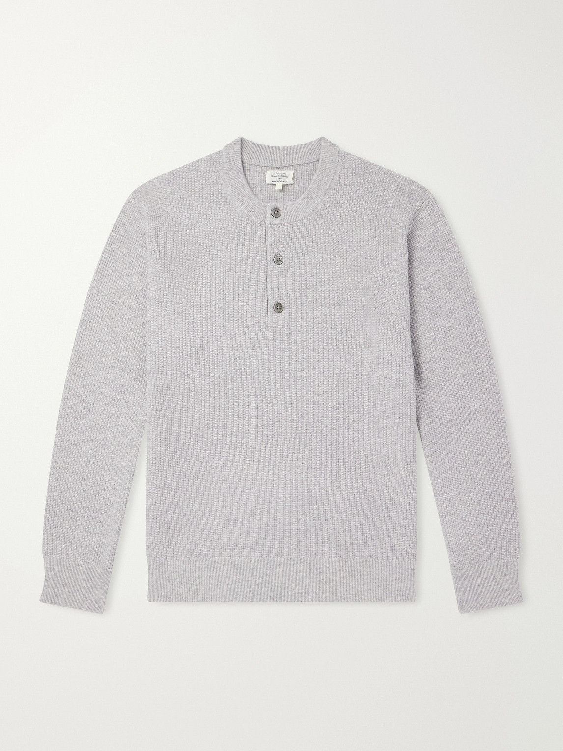 Hartford Wool And Cashmere-blend Waffle Henley Sweater In Gray