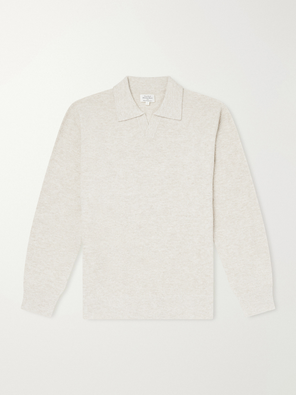 Hartford Ribbed Recycled Wool And Cashmere-blend Polo Shirt In Neutrals