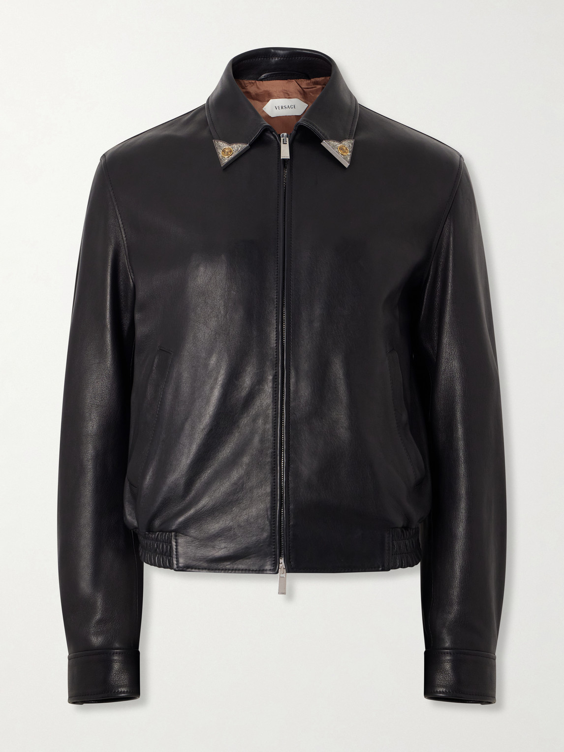 Versace Medusa-embellished Leather Blouson Jacket In Black