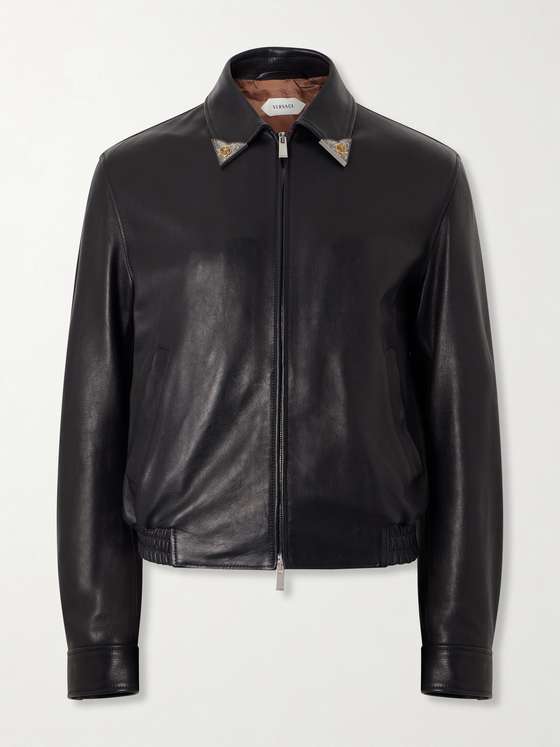Versace Medusa-Embellished Leather Blouson Jacket