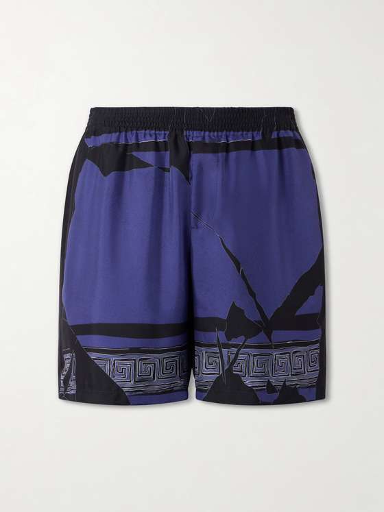 Versace Medusa Club Straight-Leg Printed Silk-Twill Short