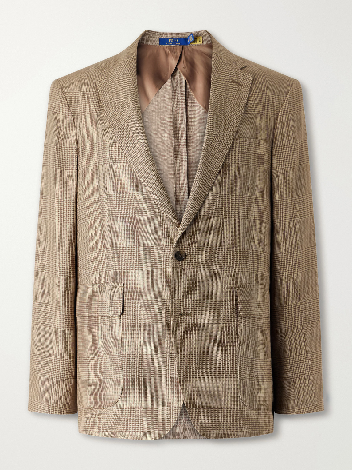 Polo Ralph Lauren Houndstooth Linen-blend Blazer In Neutrals