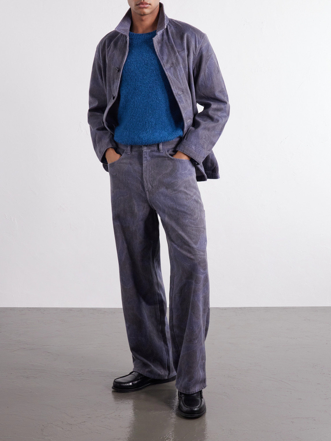Painter Wide-Leg Sumi Nagashi Cotton-Sashiko Trousers