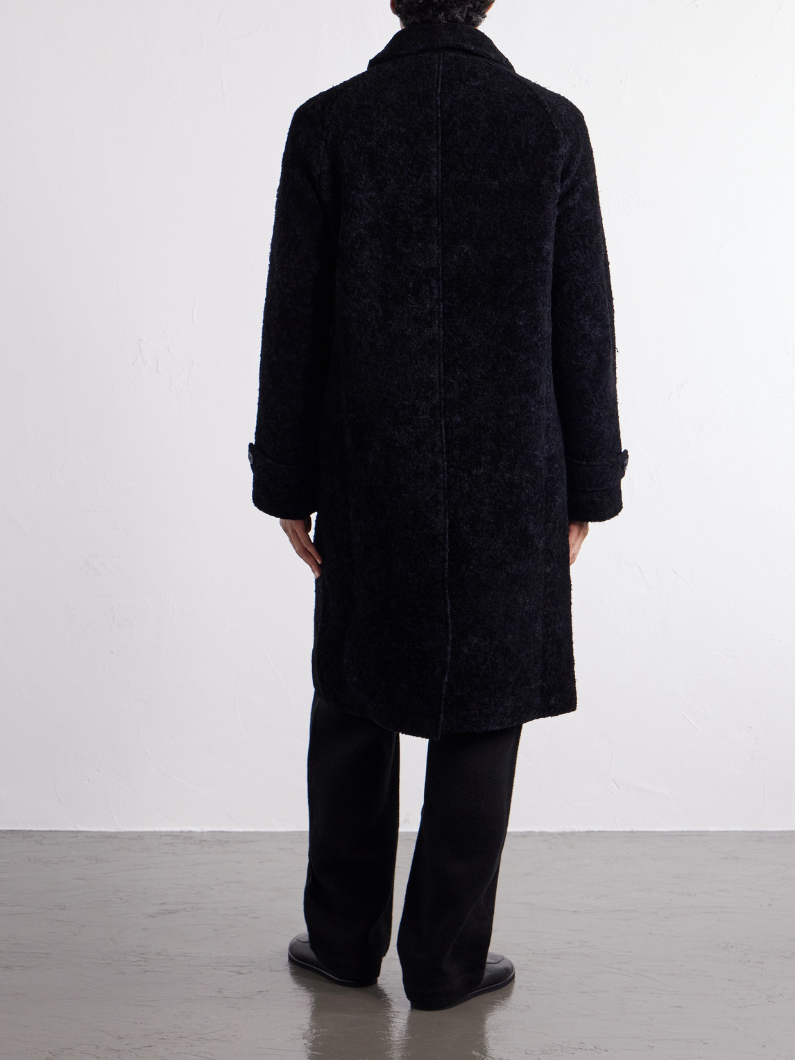 Balmacaan Flocked Wool-Blend Loop-Yarn Coat