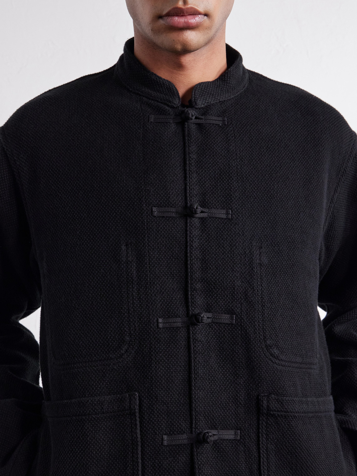 Mandarin-Collar Cotton-Sashiko Jacket