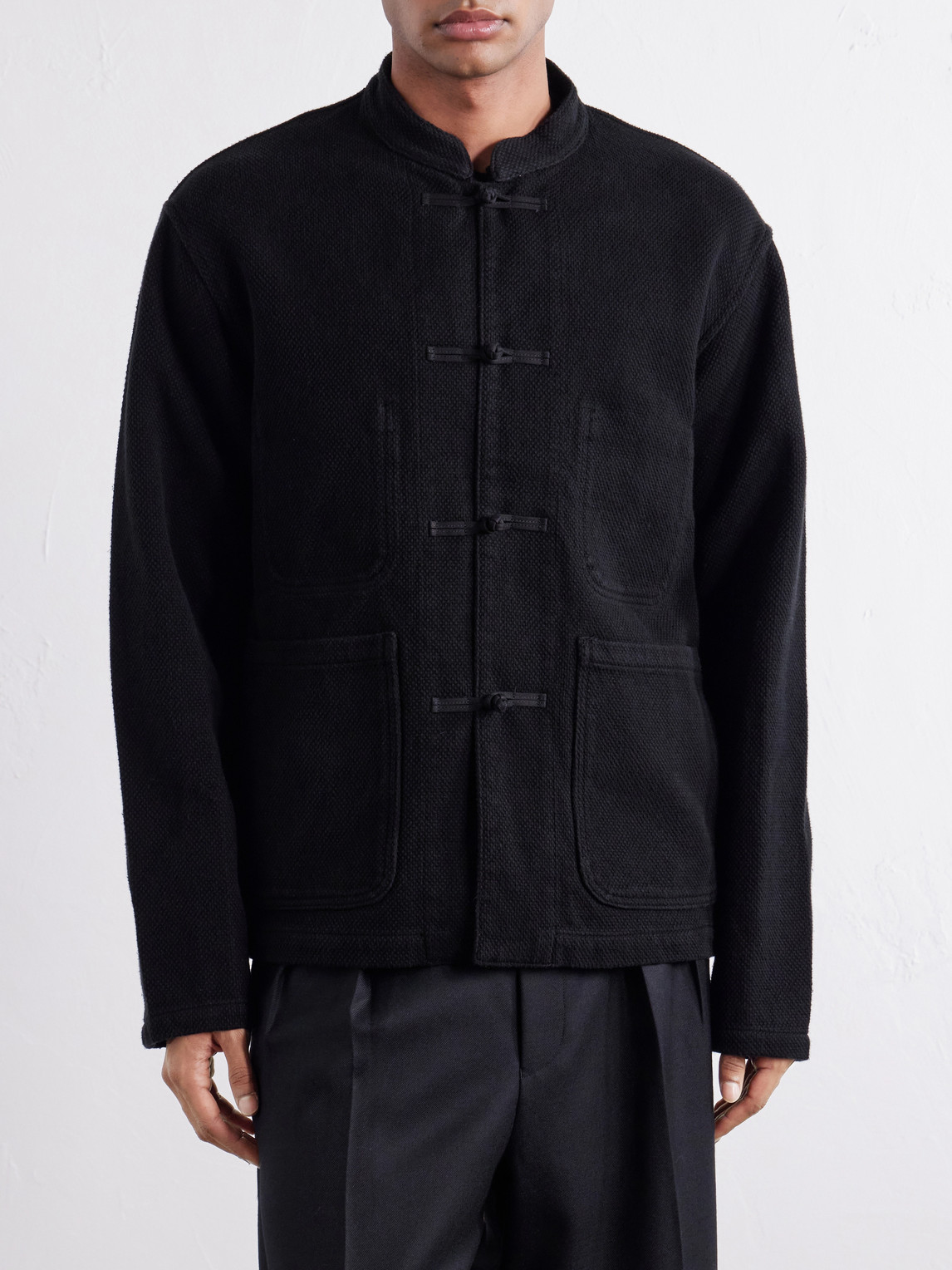 Mandarin-Collar Cotton-Sashiko Jacket