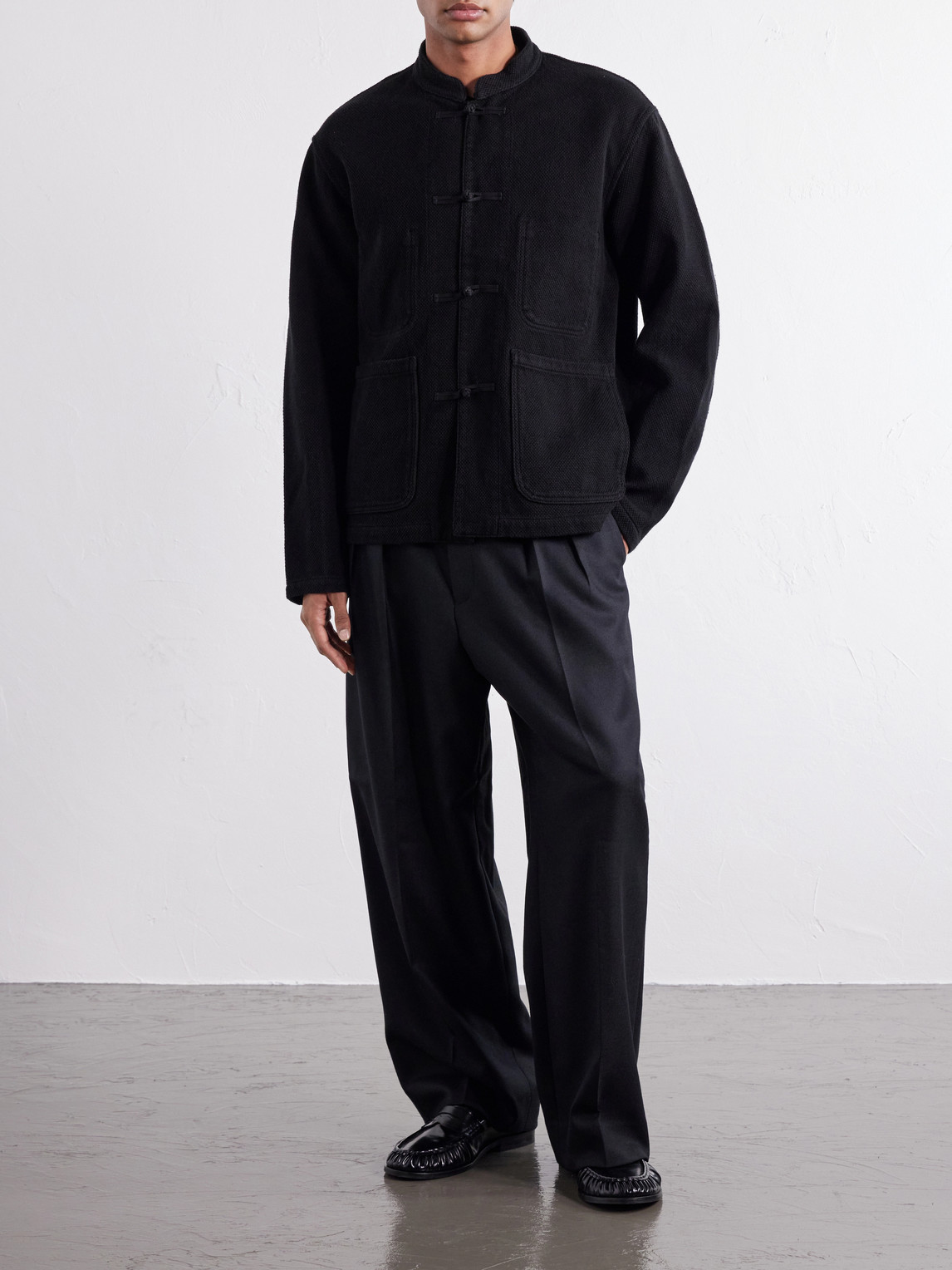 Mandarin-Collar Cotton-Sashiko Jacket