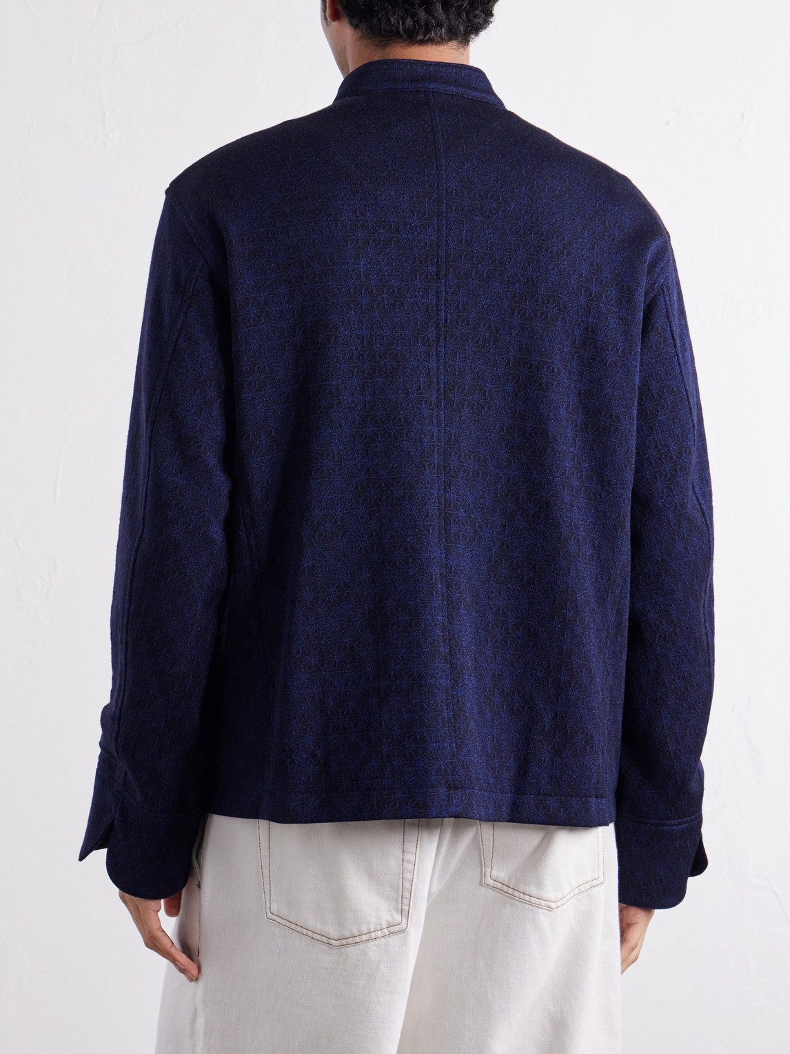 Jacquard-Knit Wool-Blend Bomber Jacket