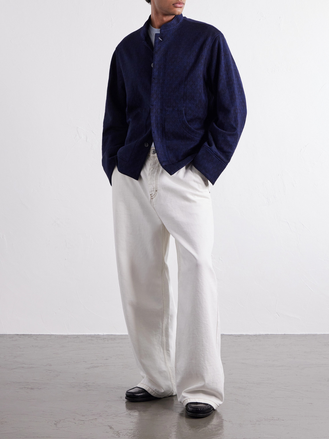 Jacquard-Knit Wool-Blend Bomber Jacket