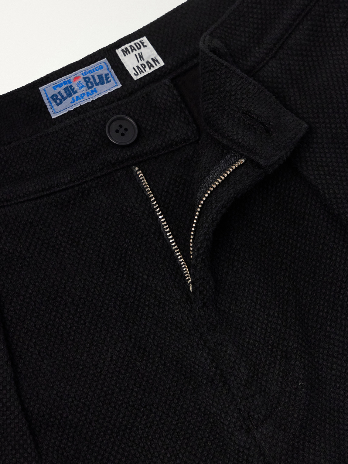 Wide-Leg Pleated Cotton-Sashiko Trousers