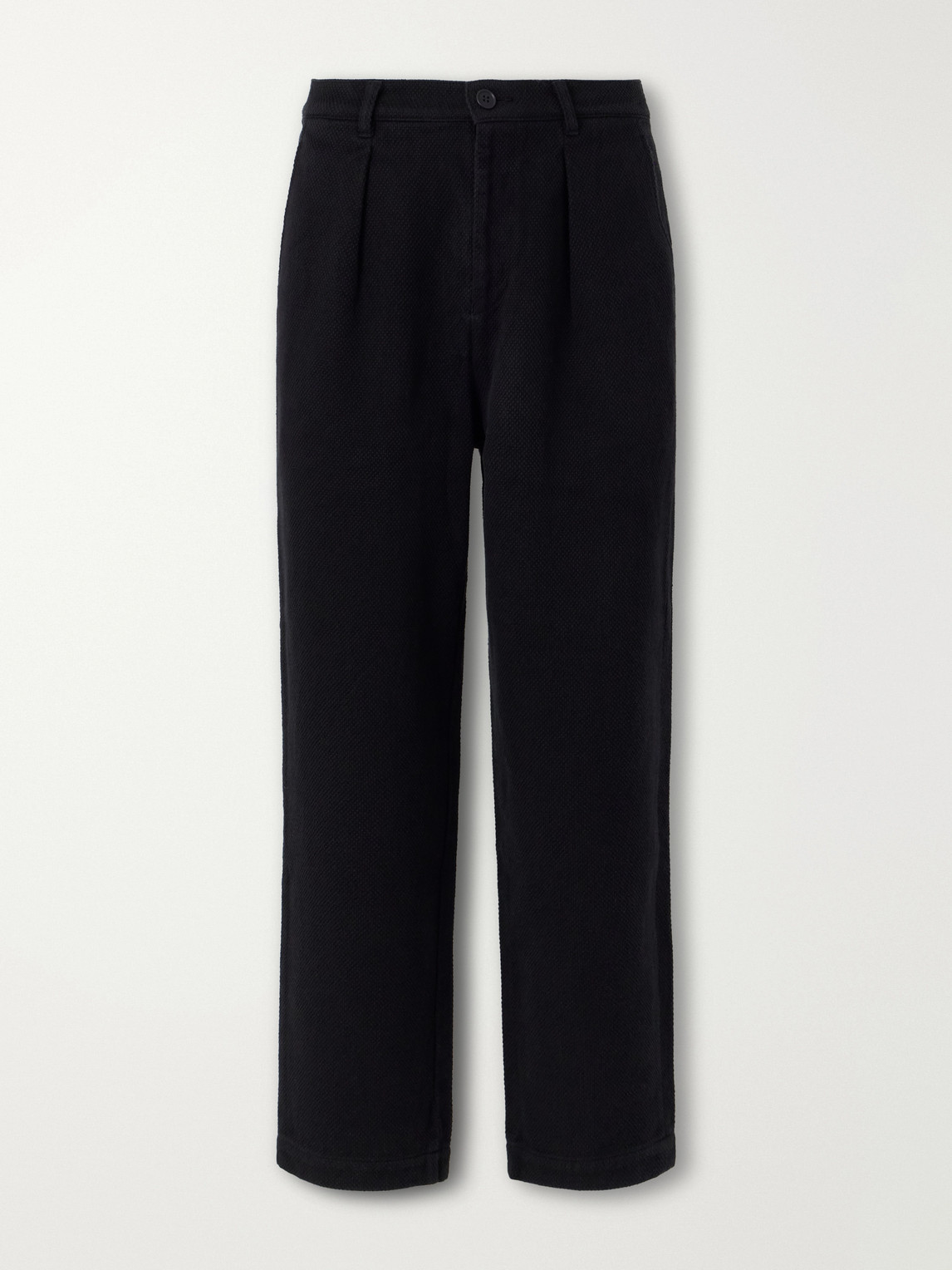 Wide-Leg Pleated Cotton-Sashiko Trousers