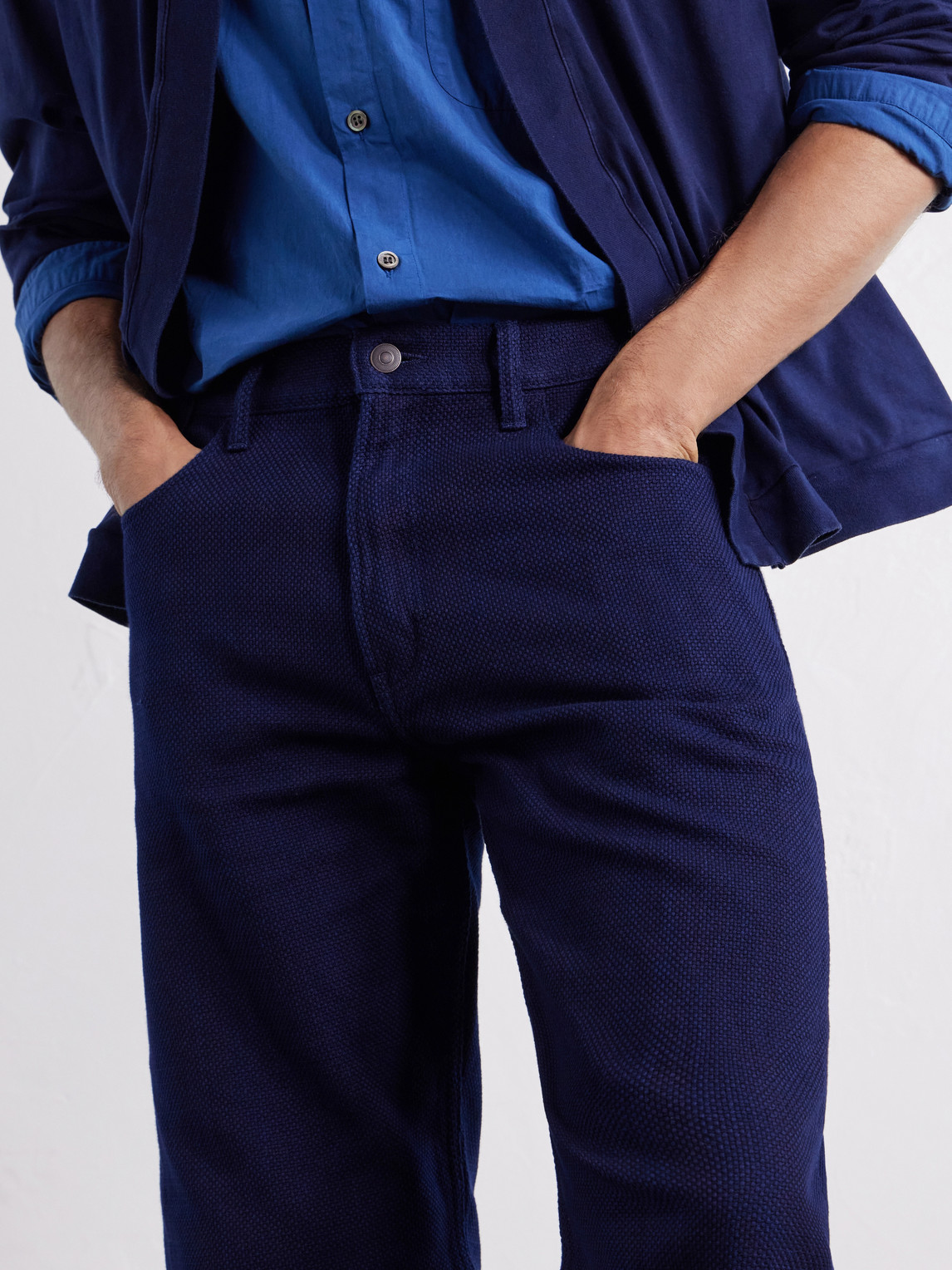Sashiko Cotton Straight-Leg Jeans