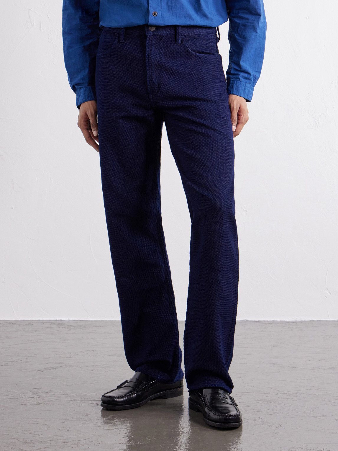 Sashiko Cotton Straight-Leg Jeans