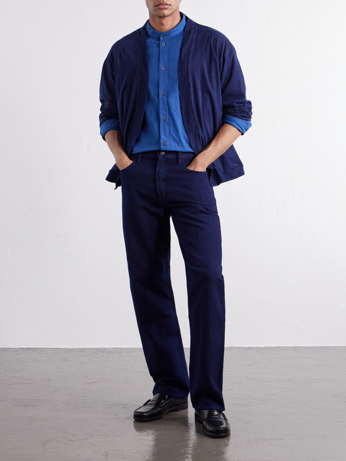 Sashiko Cotton Straight-Leg Jeans