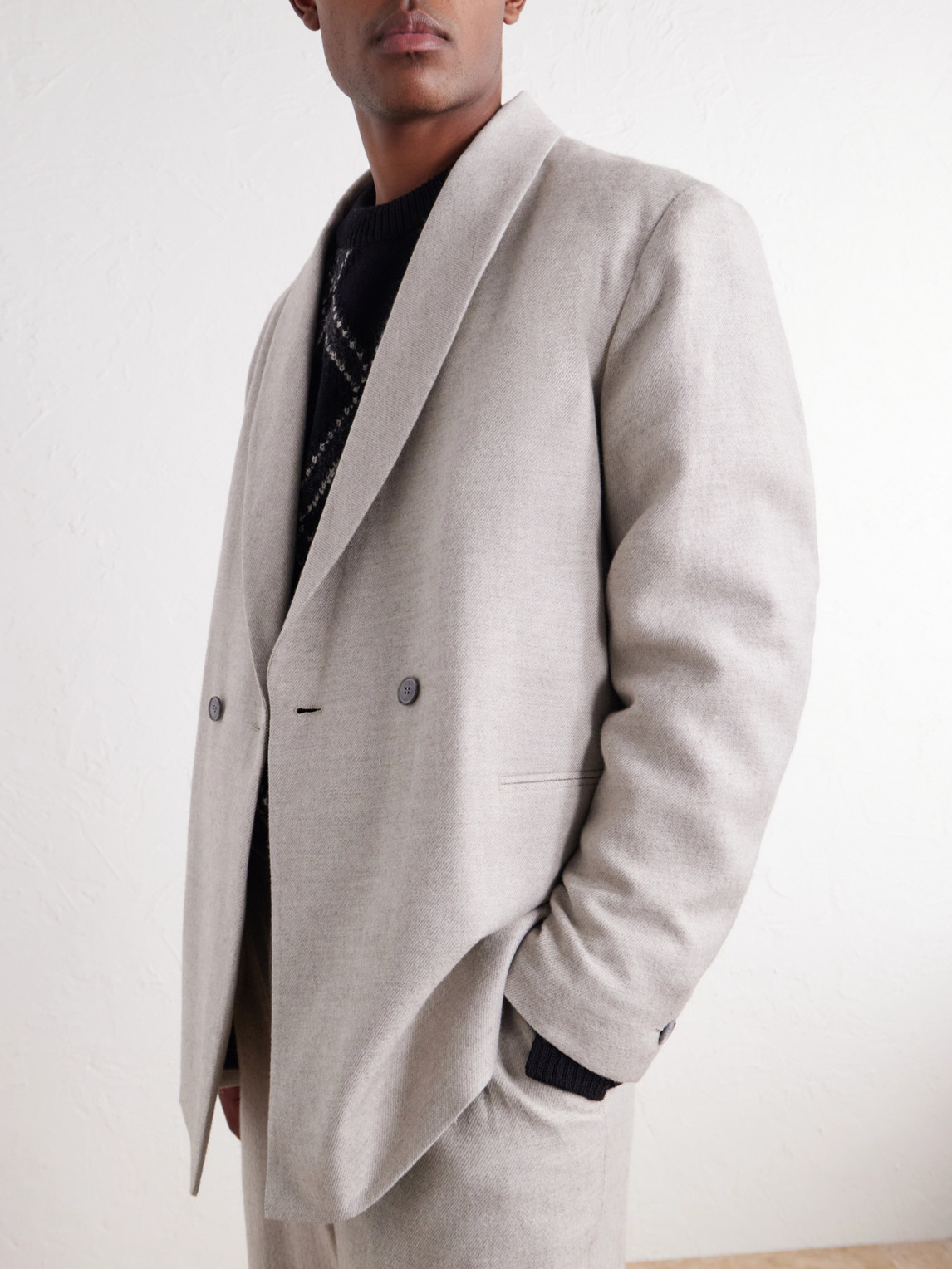 Shawl-Collar Wool, Cotton And Yak-Blend Twill Suit Jacket