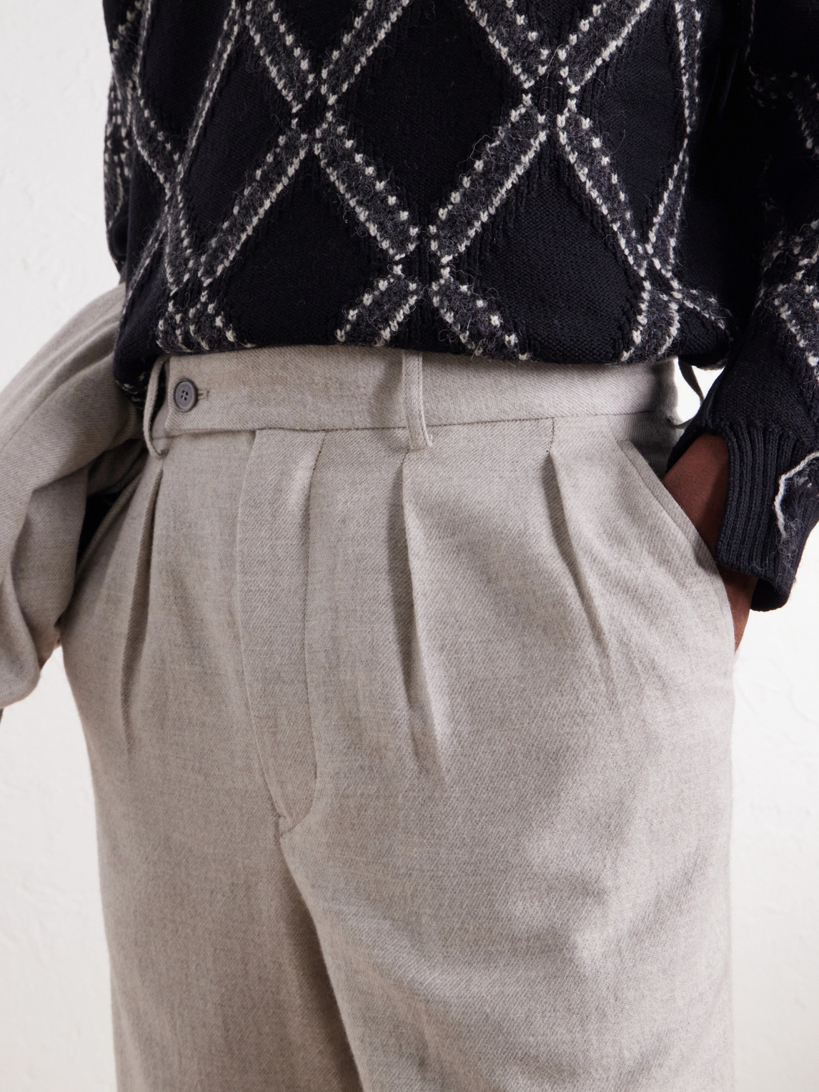 Straight-Leg Pleated Wool, Cotton And Yak-Blend Twill Trousers