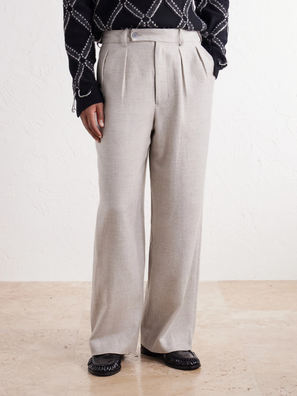 Straight-Leg Pleated Wool, Cotton And Yak-Blend Twill Trousers
