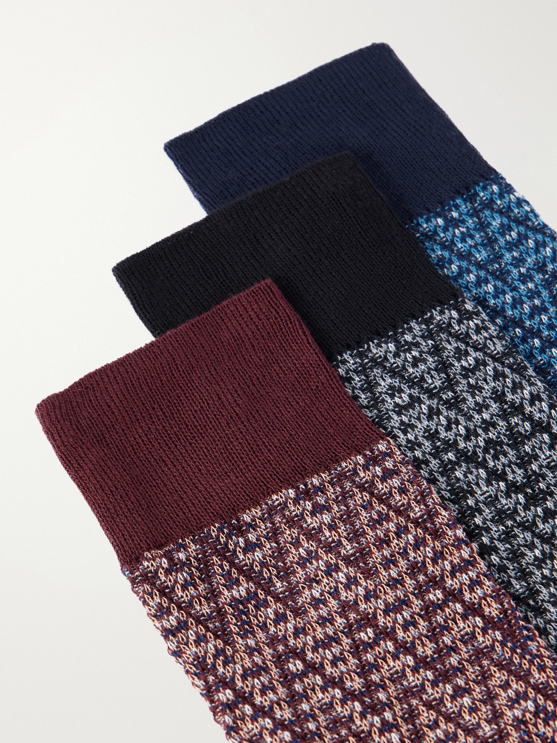 Three-Pack Cotton-Blend Crochet-Knit Socks