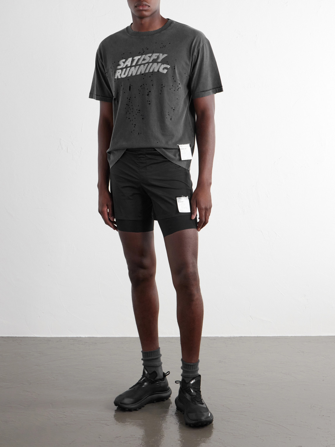 Logo-Print Distressed Mothtech™ Cotton-Jersey T-Shirt
