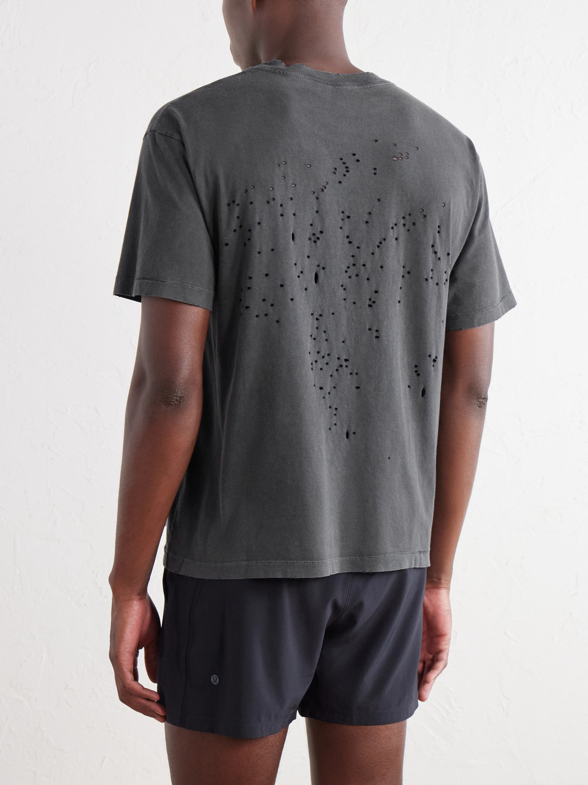 Logo-Print Distressed Mothtech™ Cotton-Jersey T-Shirt