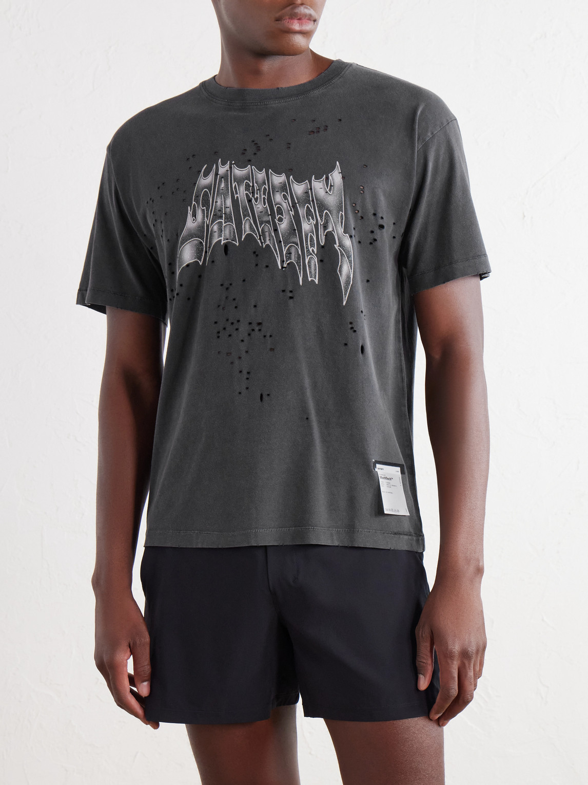 Logo-Print Distressed Mothtech™ Cotton-Jersey T-Shirt