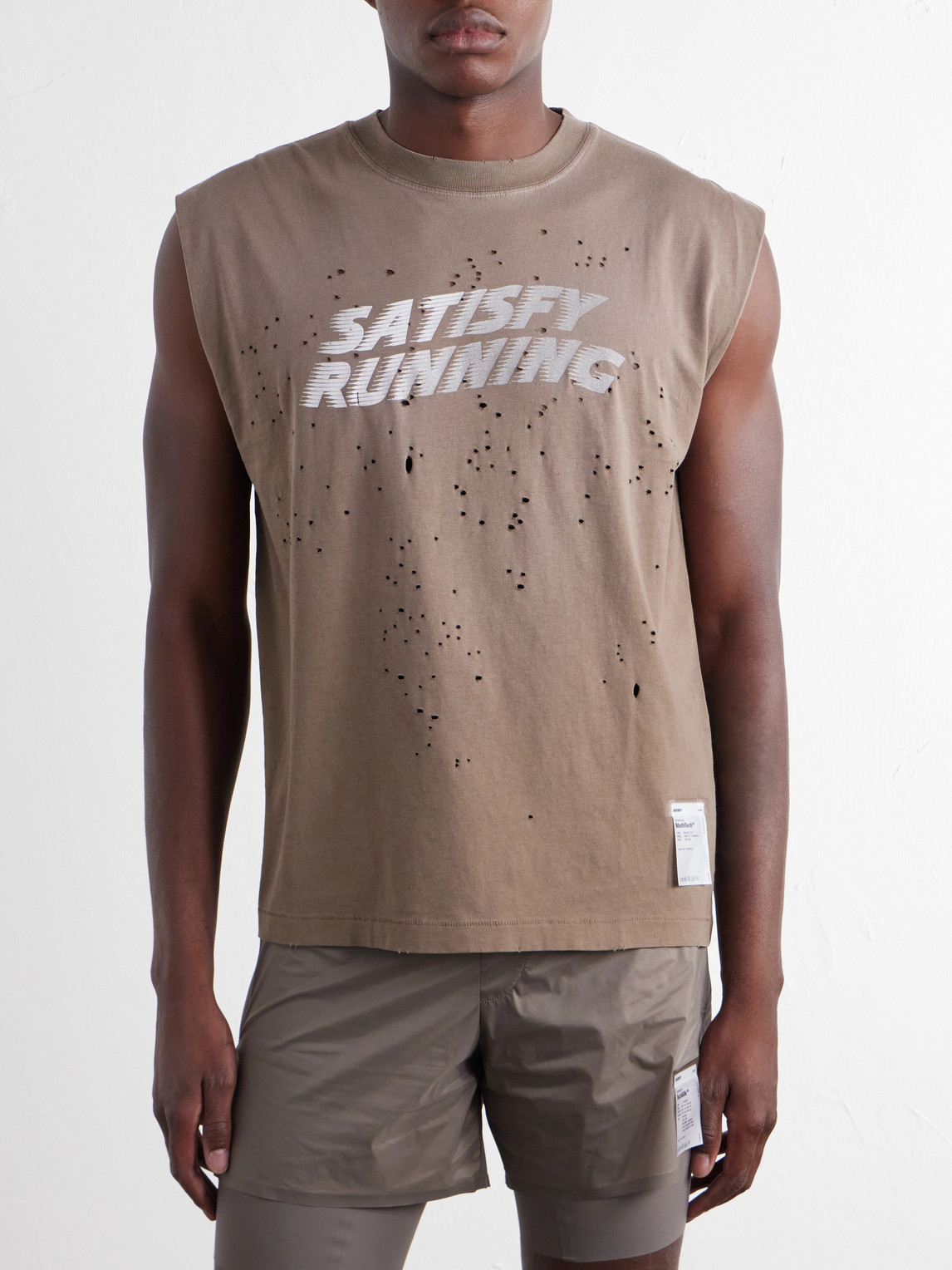 Distressed Logo-Print Mothtech™ Organic Cotton-Jersey Tank Top