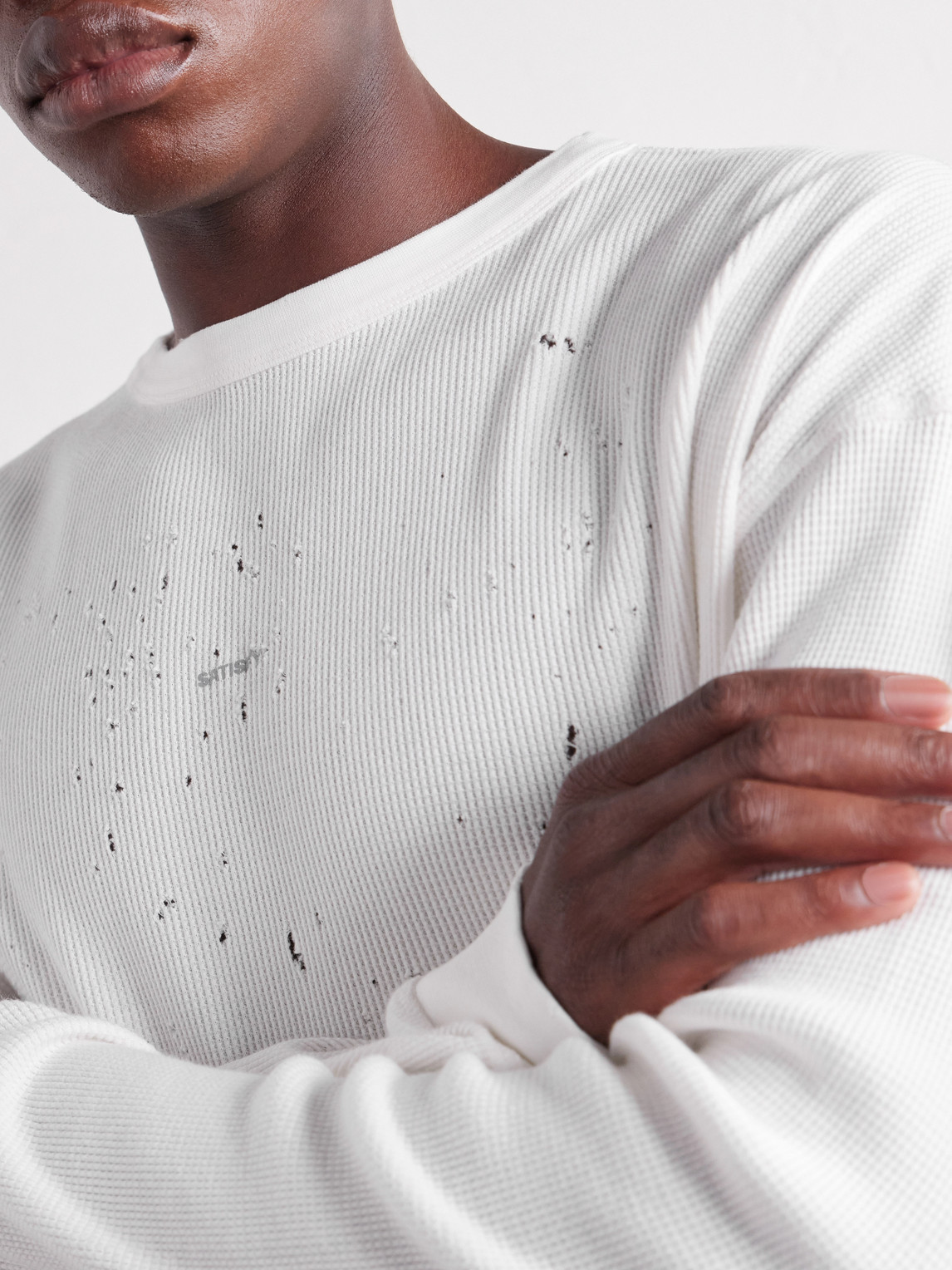 Logo-Print Distressed Mothtech™ Organic Cotton-Jersey T-Shirt