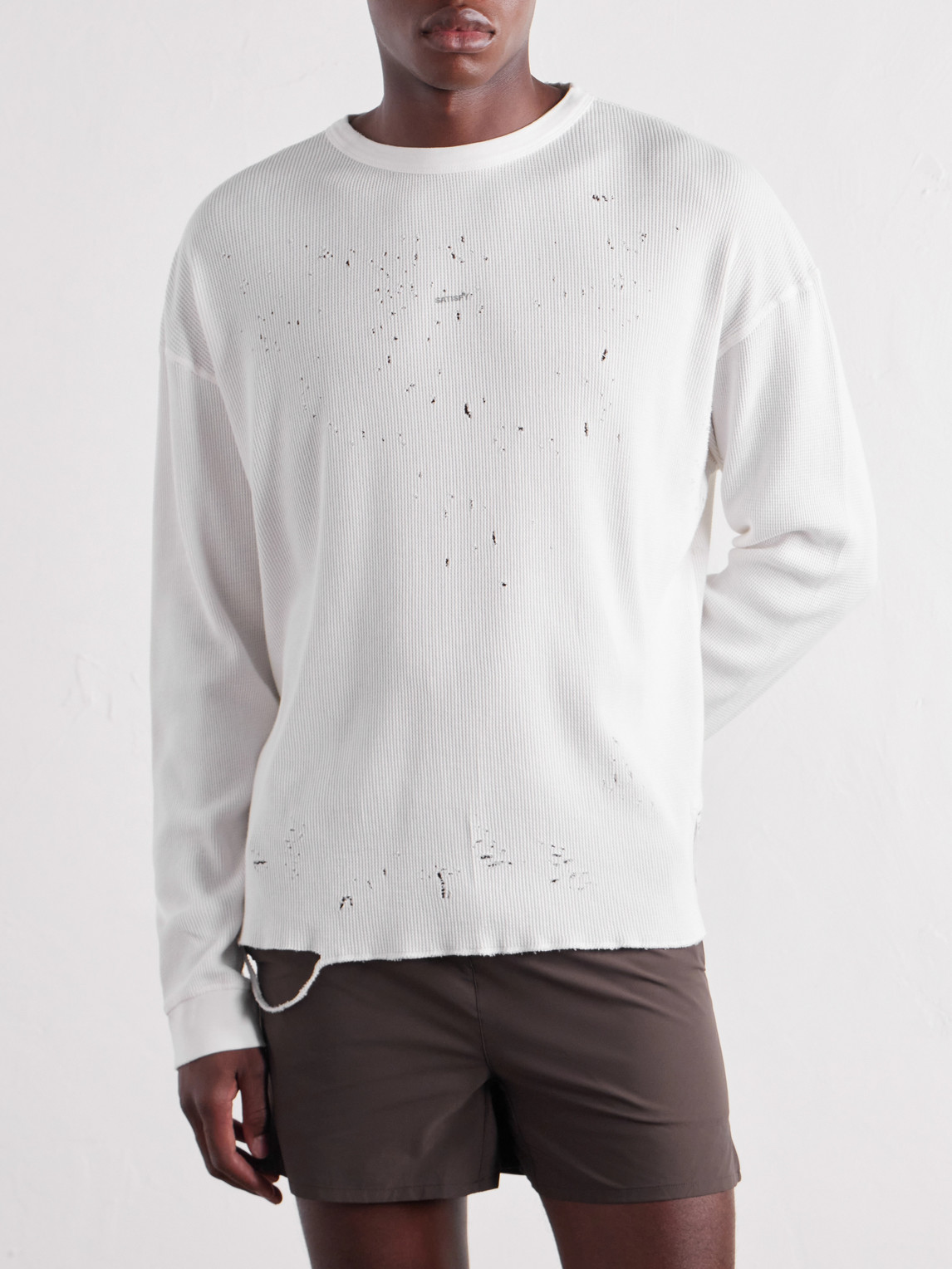 Logo-Print Distressed Mothtech™ Organic Cotton-Jersey T-Shirt