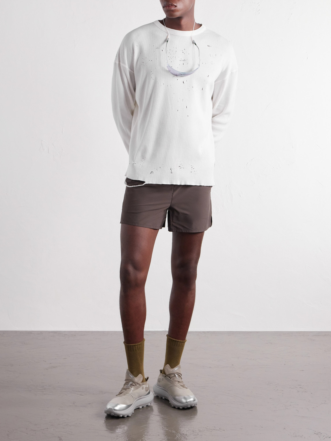 Logo-Print Distressed Mothtech™ Organic Cotton-Jersey T-Shirt