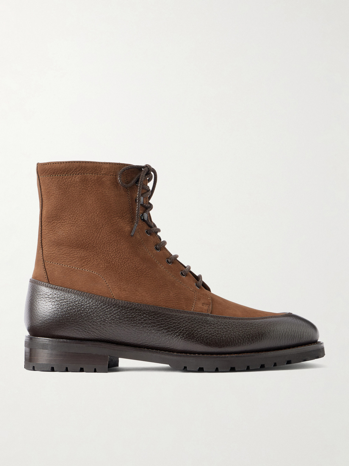 Morjas Country Leather-trimmed Nubuck Lace-up Boots In Brown