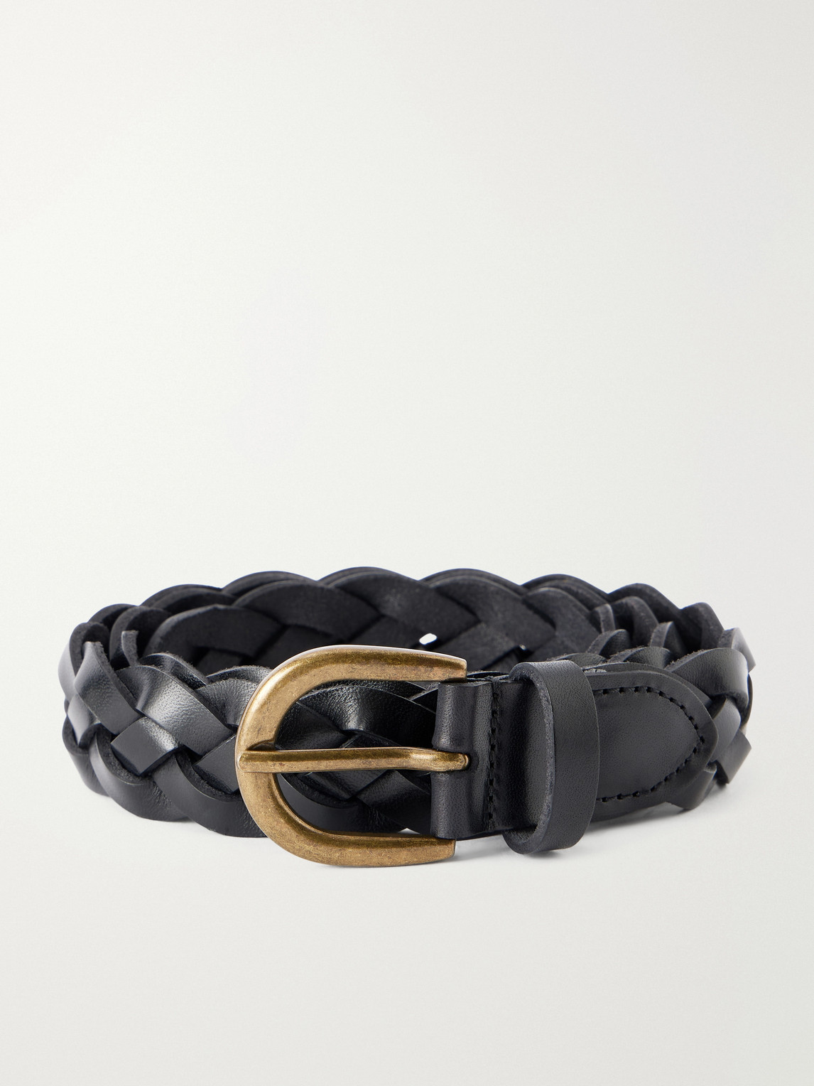 Morjas 3cm Braided Leather Belt In Black