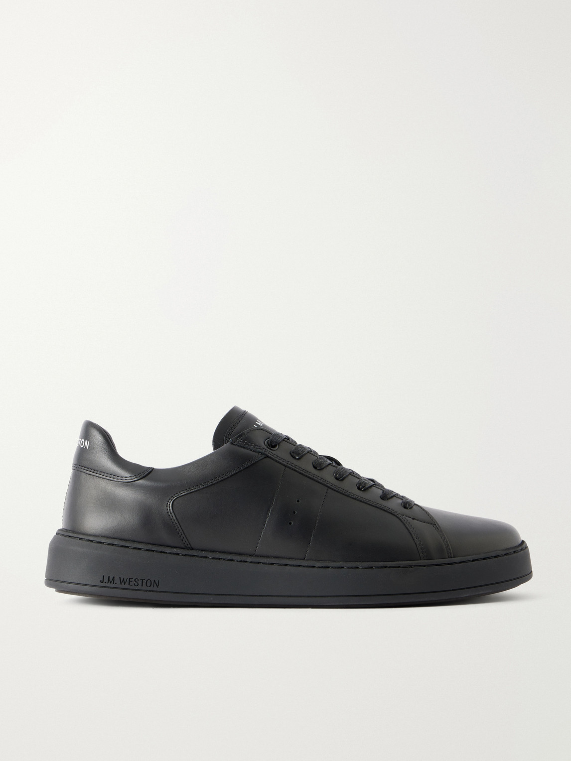 Jm Weston On Time Leather Sneakers In Black