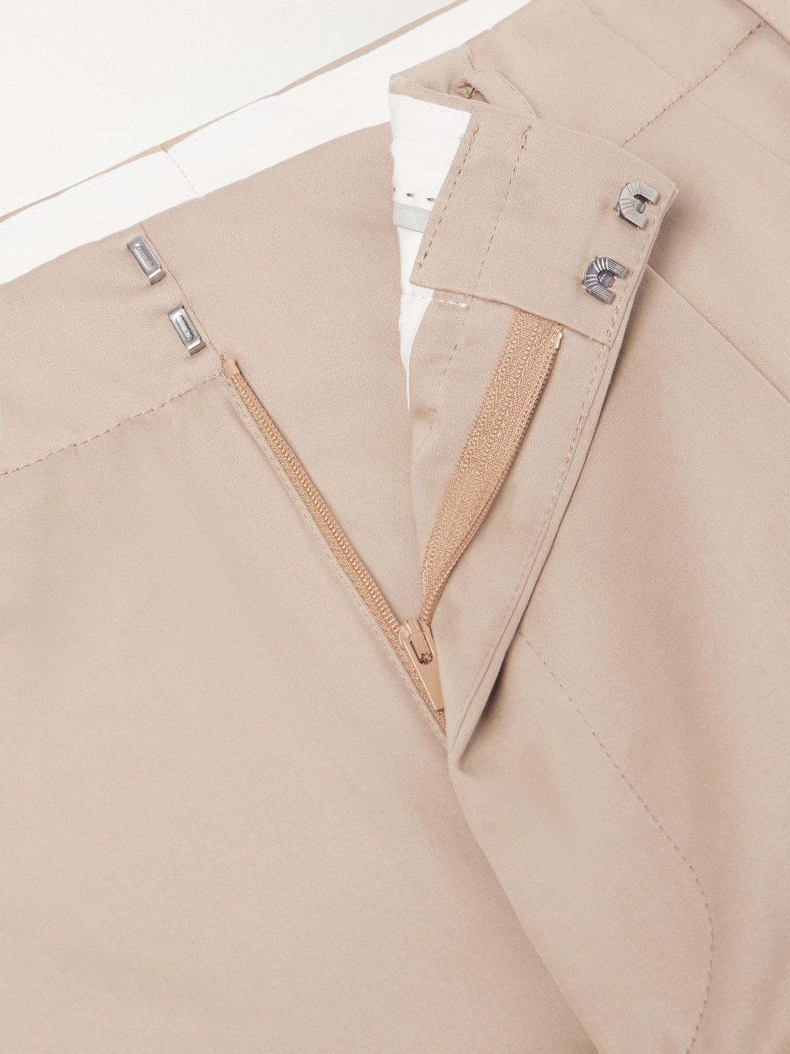 Tapered Pleated Cotton-Twill Trousers